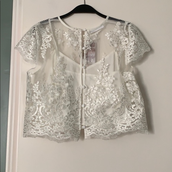 Cropped Lace Top + Camisole - Picture 3 of 4